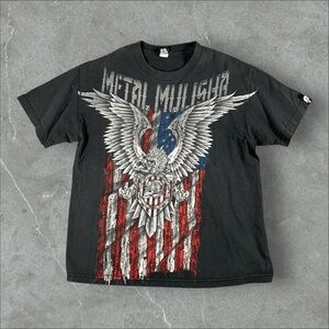 Metal Mulisha Shirt Men Large Black Vintage Y2K Grunge Cyber Goth AOP Affliction